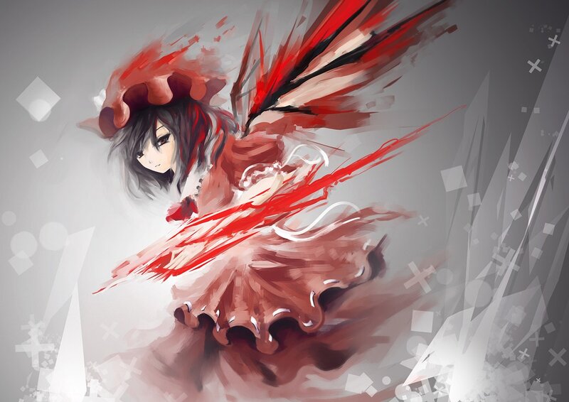 anime girl with red wings
