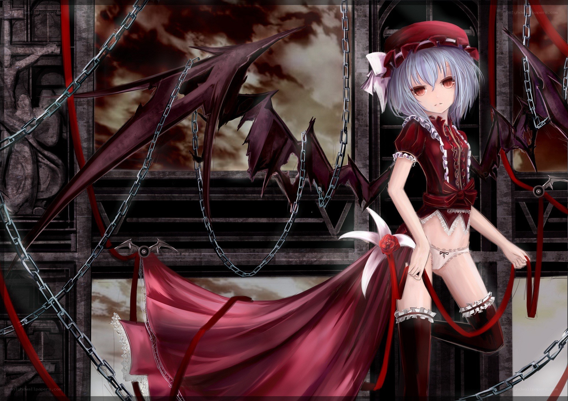 anime girl with red wings