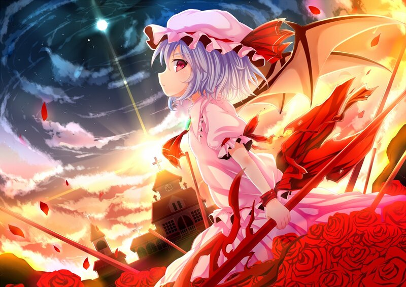 Anime girl with red wings