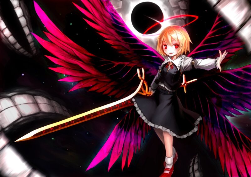 Anime girl with red wings