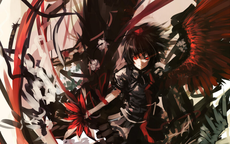anime girl with red wings