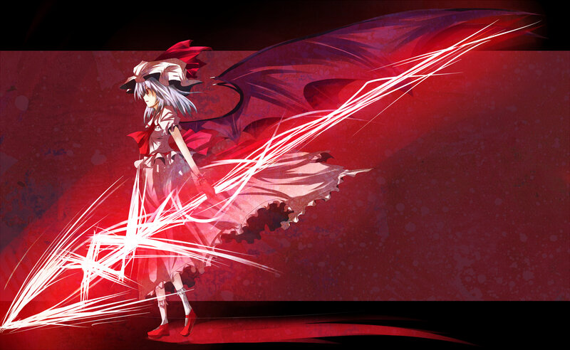 Anime Girl with Red Wings — Dramatic, Digital Art, Light Streaks