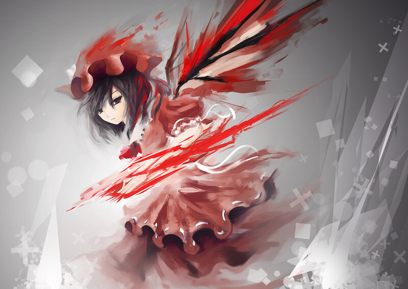 Anime Girl with Red Wings — Dramatic, Digital Art