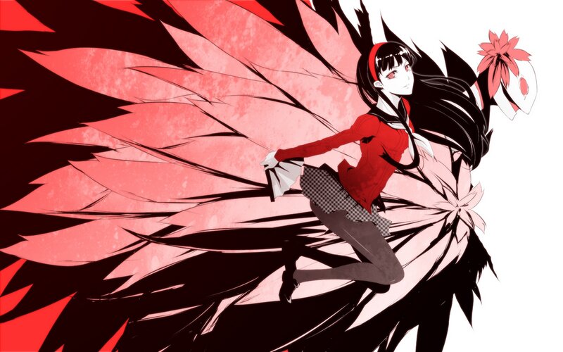 Anime Girl with Red Wings — Dramatic, Manga, Red Wings