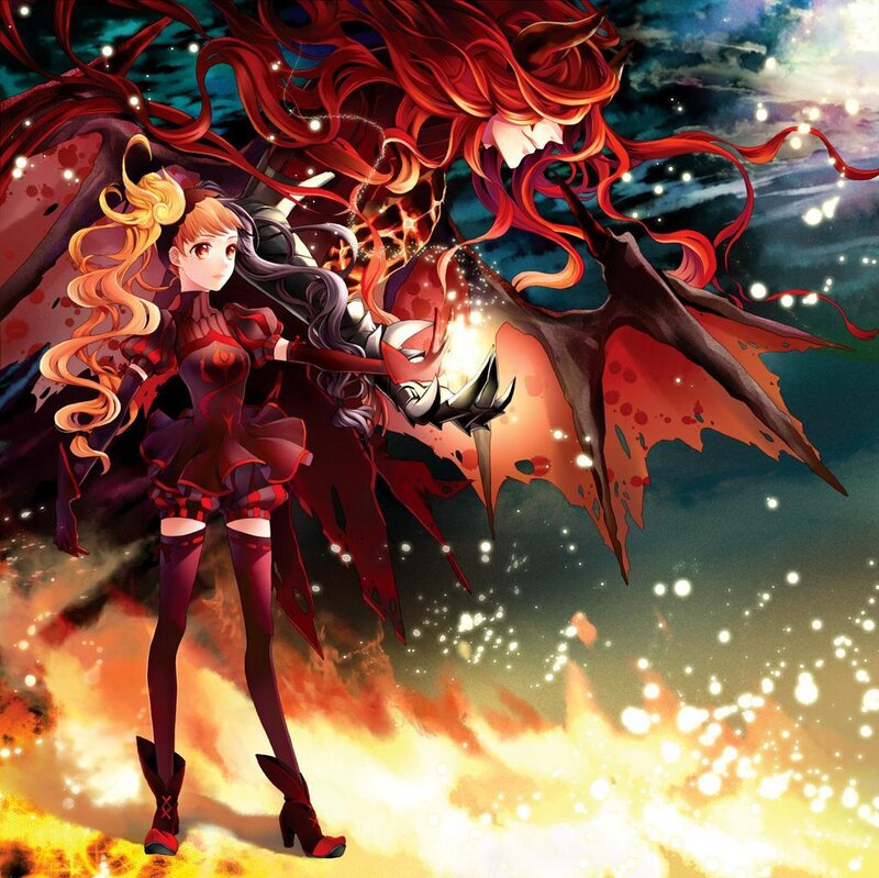Anime Girl with Red Wings — Dramatic, Night