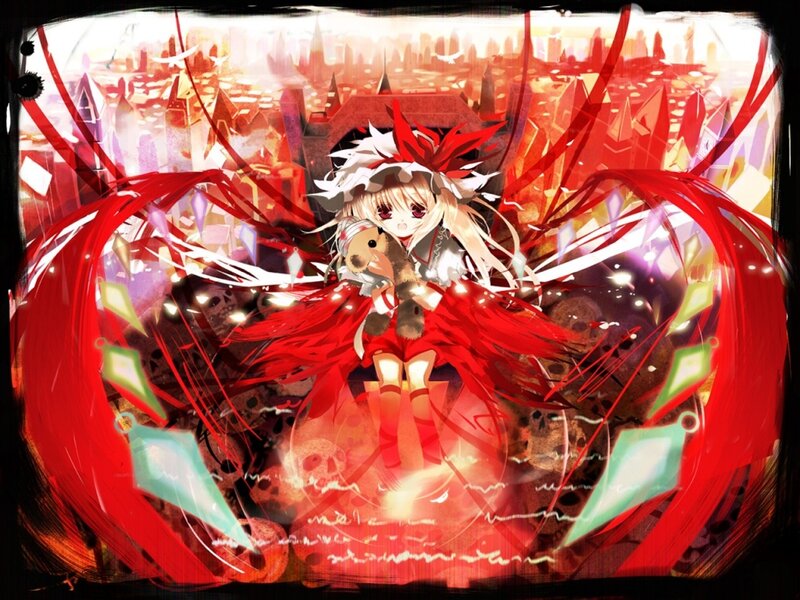 Anime Girl with Red Wings — Dramatic, Sunset