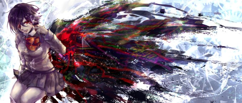 Anime Girl with Red Wings — Purple, Dramatic