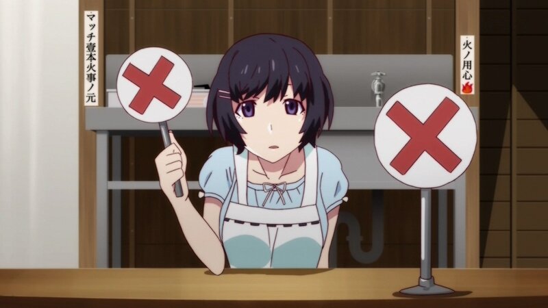 anime girl with red x signs