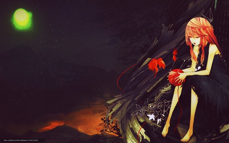 Anime girl with red yarn