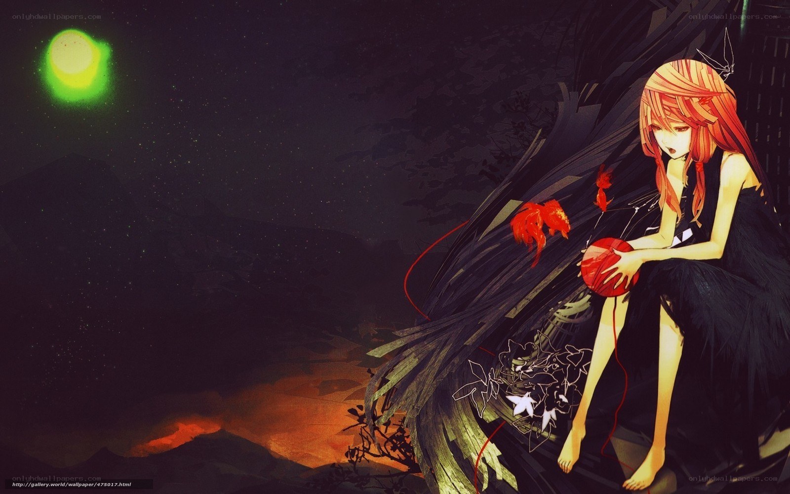 Anime girl with red yarn