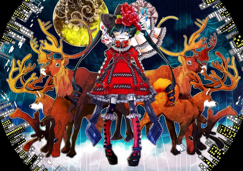 anime girl with reindeer