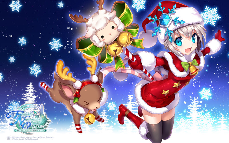 Anime Girl with Reindeer — Red, Festive
