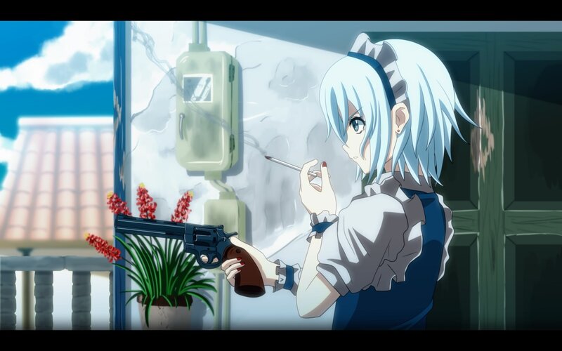 anime girl with revolver