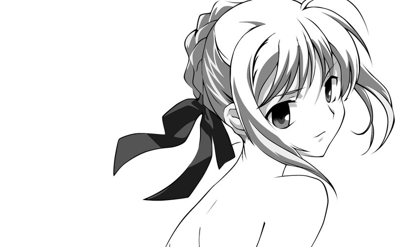 Anime Girl with Ribbon — Black