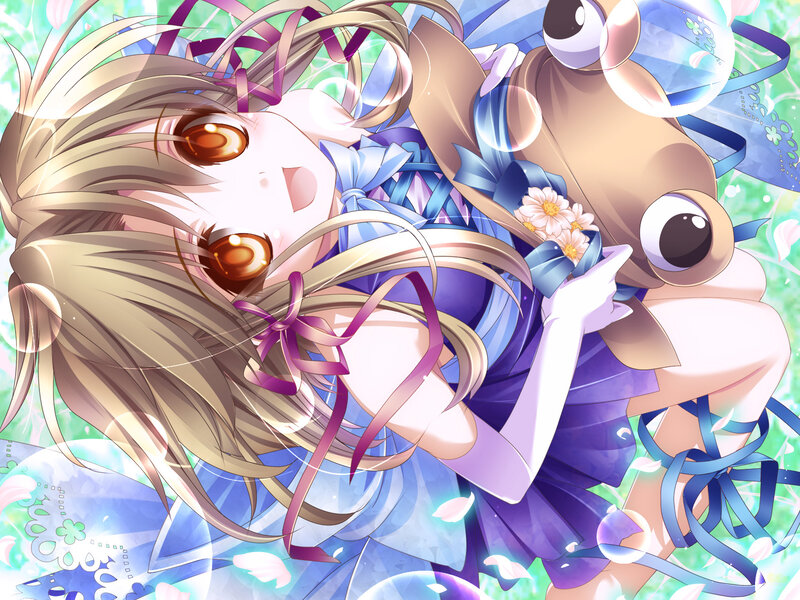 Anime Girl with Ribbon — Blue
