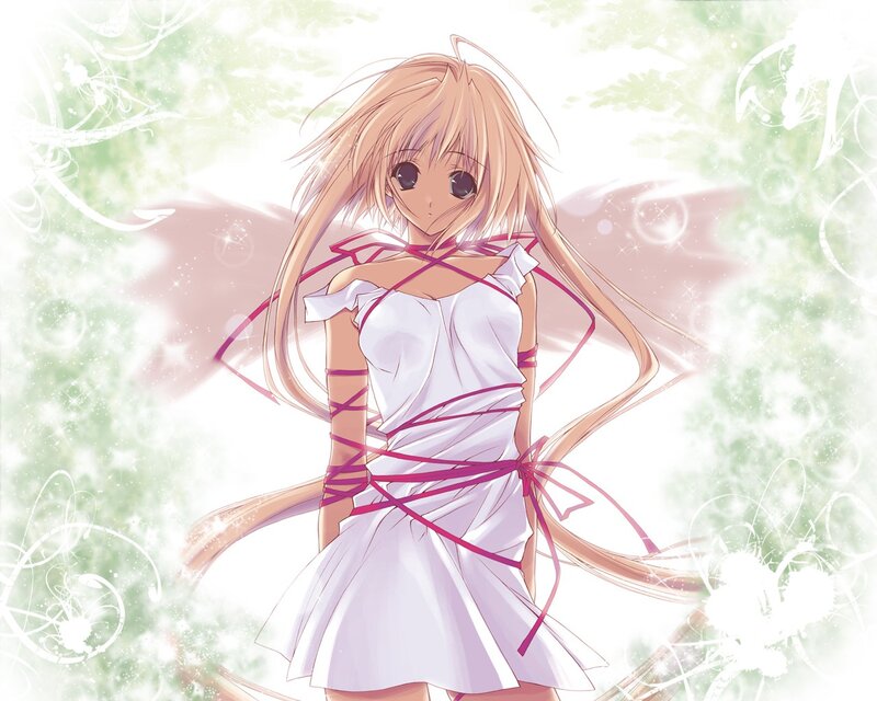 Anime girl with ribbon dress
