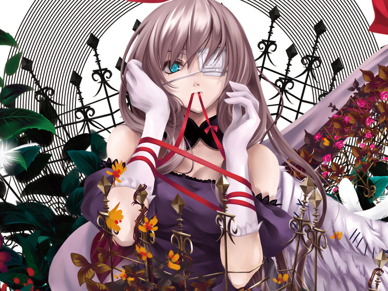 Anime Girl with Ribbon — Purple