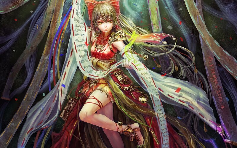 anime girl with ribbons