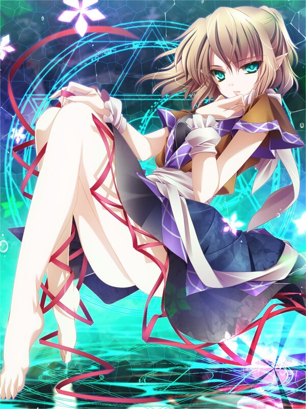 Anime Girl with Ribbons — Blue, Dramatic