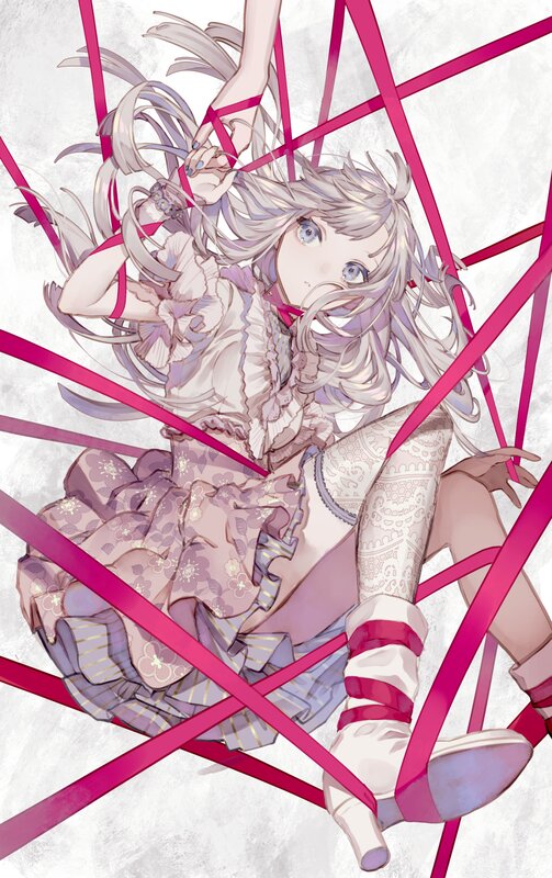Anime Girl with Ribbons — Pink, Dramatic