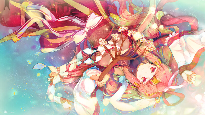 Anime Girl with Ribbons — Pink, Dreamy, Spring