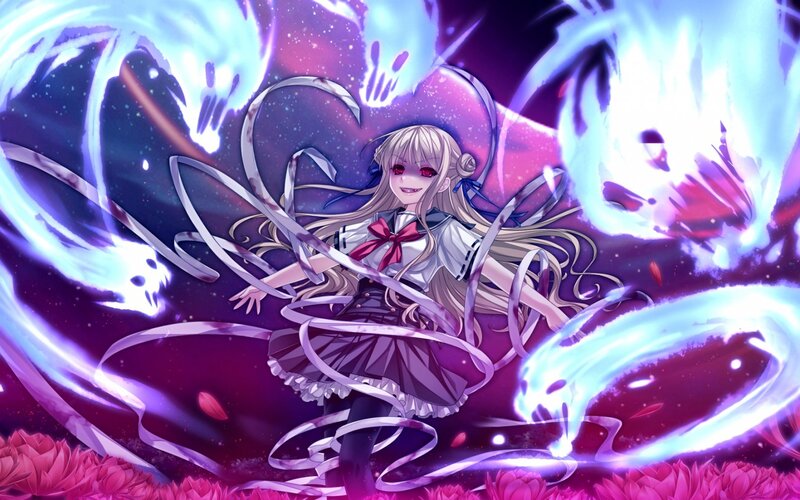 Anime Girl with Ribbons — Purple, Dramatic, Night