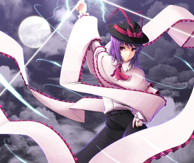 Anime Girl with Ribbons — Purple, Dramatic
