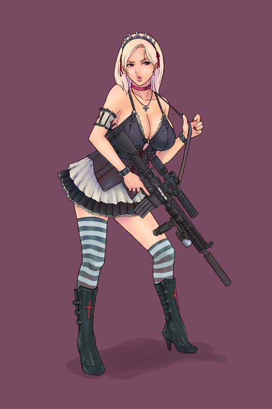 anime girl with rifle