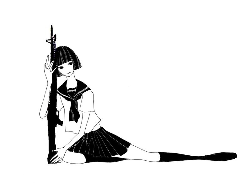 anime girl with rifle