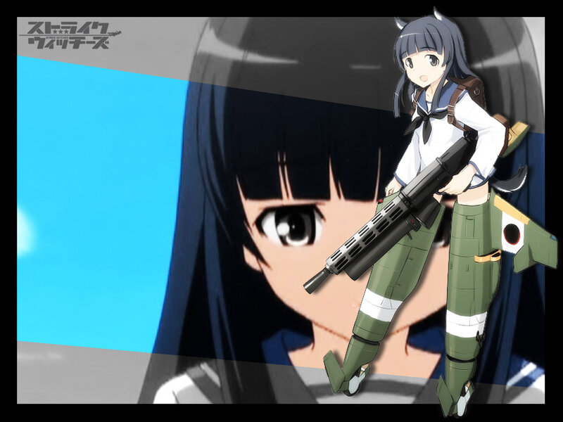 Anime girl with rifle and jetpack