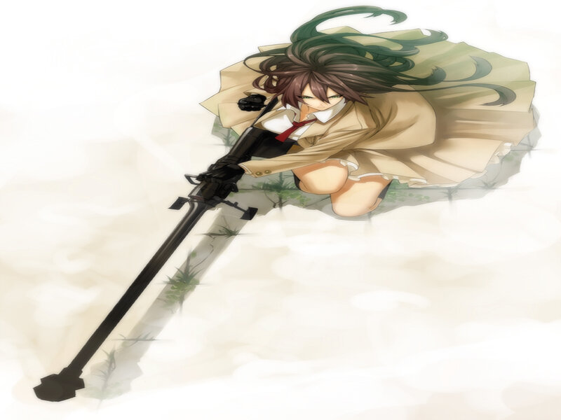 Anime Girl with Rifle — Beige