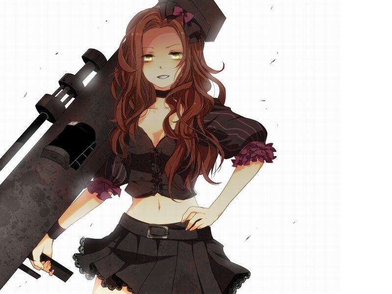 Anime Girl with Rifle — Black, Confident