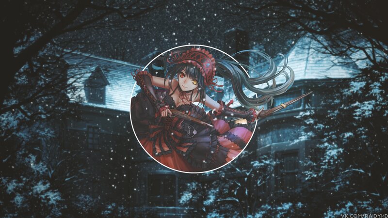 Anime Girl with Rifle — Black, Dark, Night, Digital Art