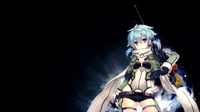 Anime Girl with Rifle — Black, Dramatic, Night, Scarf