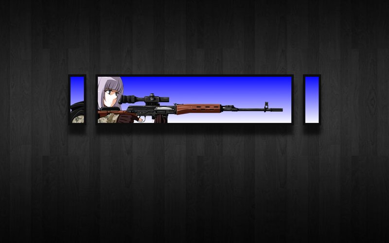 Anime Girl with Rifle — Black, Dramatic, Scope, Wooden Stock