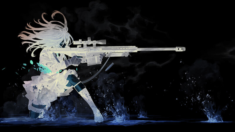 Anime Girl with Rifle — Black