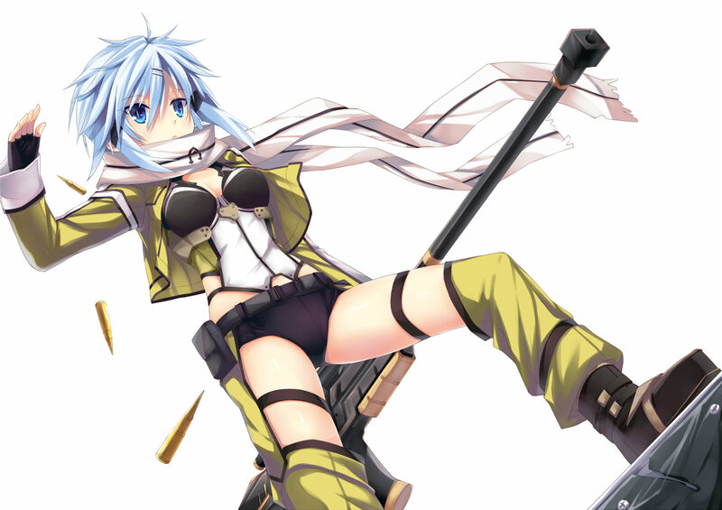 Anime Girl with Rifle — Blue, Action, Bullet Casings