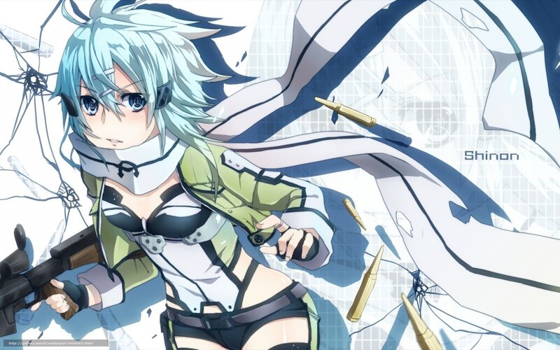 Anime Girl with Rifle — Blue, Action, Bullets