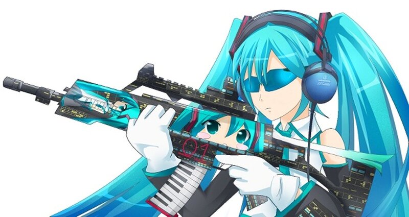 Anime Girl with Rifle — Blue, Confident