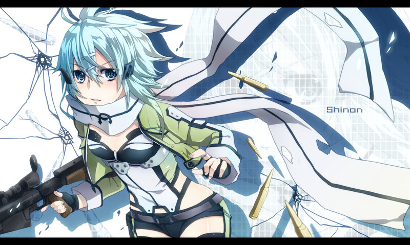 Anime Girl with Rifle — Blue, Dramatic, Bullets