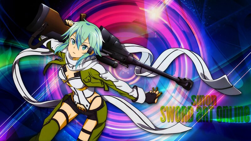 Anime Girl with Rifle — Blue, Dynamic, Energetic