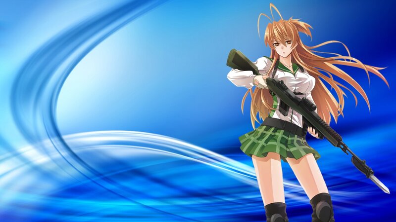 Anime Girl with Rifle — Blue, Dynamic