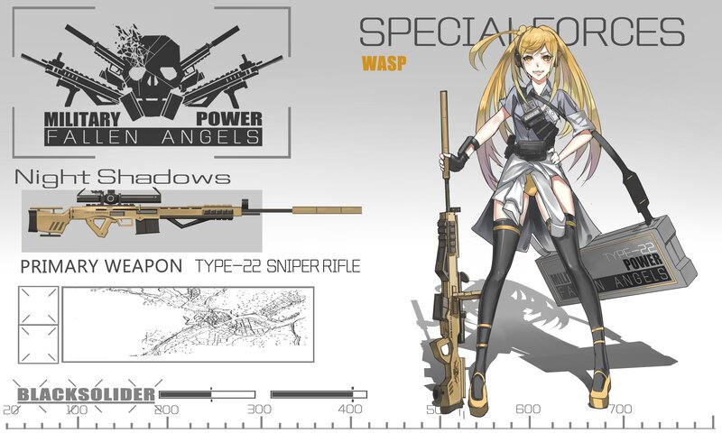 Anime Girl with Rifle — Gray, Confident