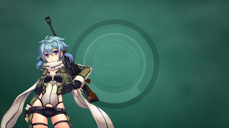Anime Girl with Rifle — Green, Calm, Scarf
