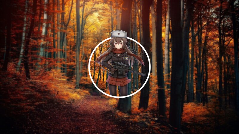 Anime Girl with Rifle — Orange, Dramatic, Autumn