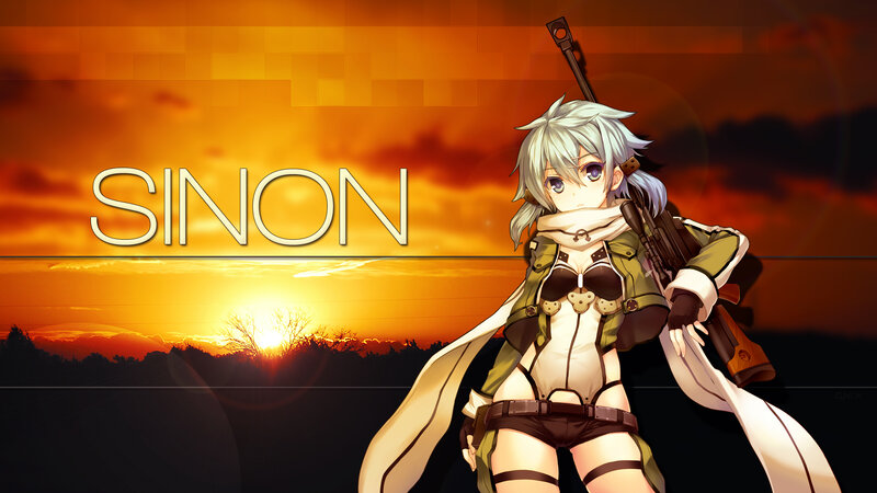 Anime Girl with Rifle — Orange, Dramatic, Sunset, Scarf