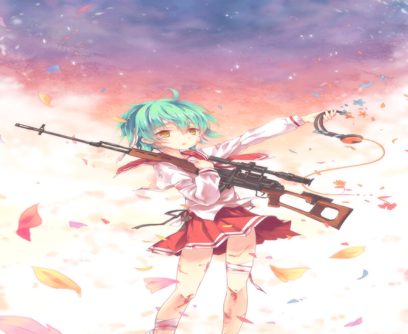 Anime Girl with Rifle — Pink, Dramatic