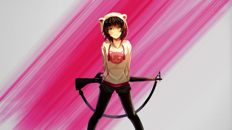 Anime Girl with Rifle — Pink, Dynamic