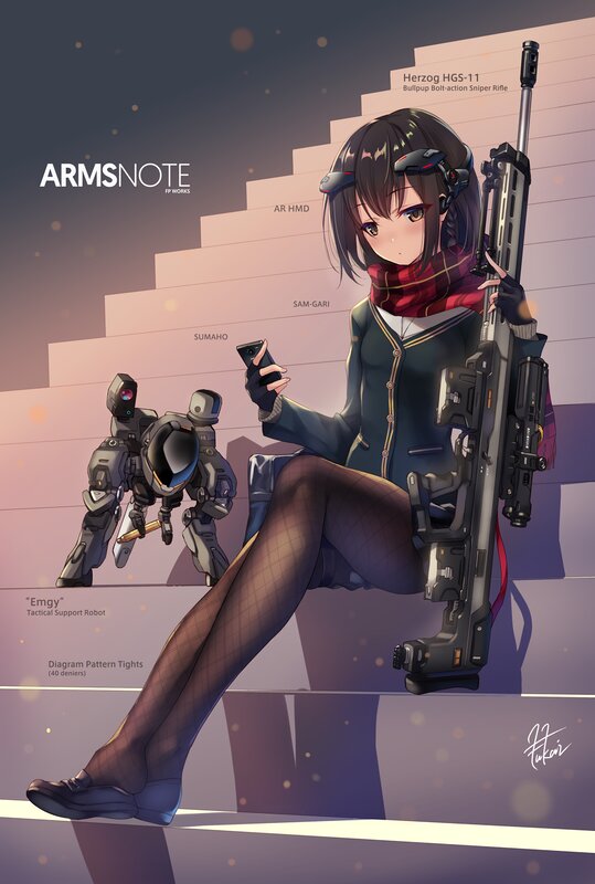 Anime Girl with Rifle — Purple, Calm, Night