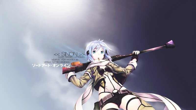 Anime Girl with Rifle — Purple, Dramatic, Digital Art, White Hair